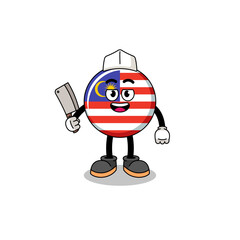 Mascot of malaysia flag as a butcher