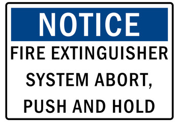 Fire hazard, fire extinguisher sign and label