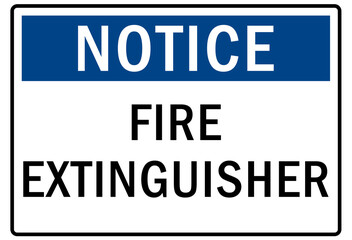 Fire hazard, fire extinguisher sign and label