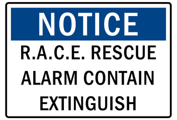 Fire hazard, fire extinguisher sign and label