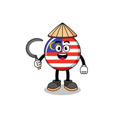 Illustration of malaysia flag as an asian farmer