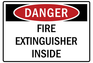 Fire hazard, fire extinguisher sign and label