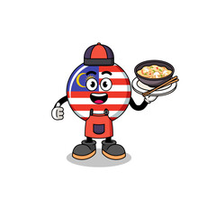 Illustration of malaysia flag as an asian chef