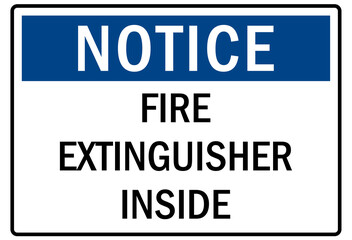 Fire hazard, fire extinguisher sign and label