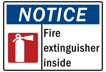 Fire hazard, fire extinguisher sign and label