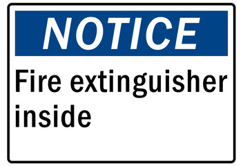 Fire hazard, fire extinguisher sign and label