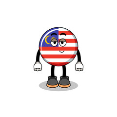 malaysia flag cartoon couple with shy pose