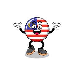 malaysia flag cartoon searching with happy gesture