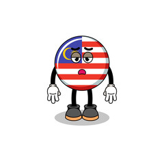 Fototapeta na wymiar malaysia flag cartoon with fatigue gesture