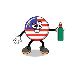 Naklejka premium malaysia flag illustration cartoon holding mosquito repellent