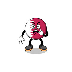 Character Illustration of qatar flag with tongue sticking out