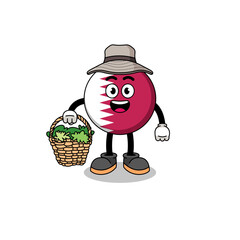 Character Illustration of qatar flag as a herbalist
