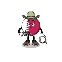 Character mascot of qatar flag as a cowboy