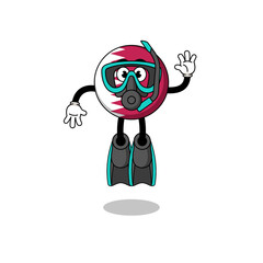 Character cartoon of qatar flag as a diver