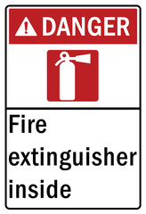 Fire hazard, Fire extinguisher sign and labels