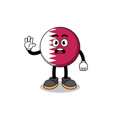 qatar flag cartoon illustration doing stop hand