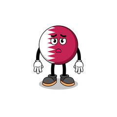 qatar flag cartoon illustration with sad face