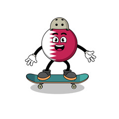 qatar flag mascot playing a skateboard