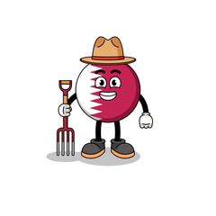 Cartoon mascot of qatar flag farmer