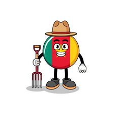 Cartoon mascot of cameroon flag farmer