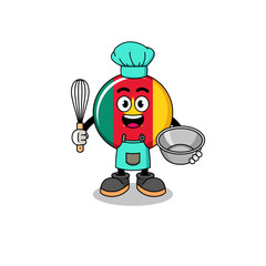 Illustration of cameroon flag as a bakery chef