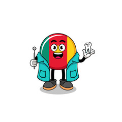 Illustration of cameroon flag mascot as a dentist