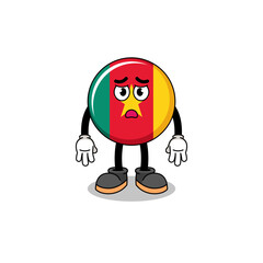 cameroon flag cartoon illustration with sad face