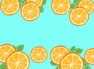 オレンジとミントの壁紙