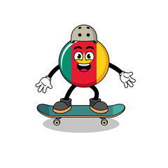 cameroon flag mascot playing a skateboard