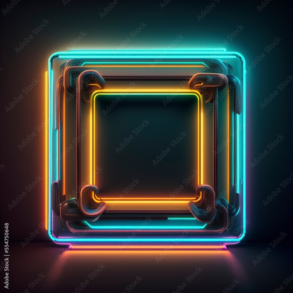 Poster square frame light neon