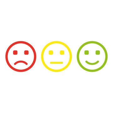 Flat colored emotions. Set icon smile emoji. Social media icon. Customer evaluation. Vector illustration. Stock image.