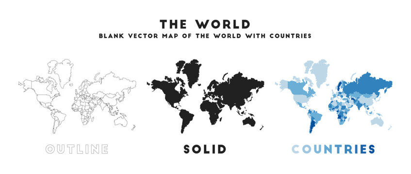 The World map. Borders of The World for your infographic. Vector world shape. Vector illustration.