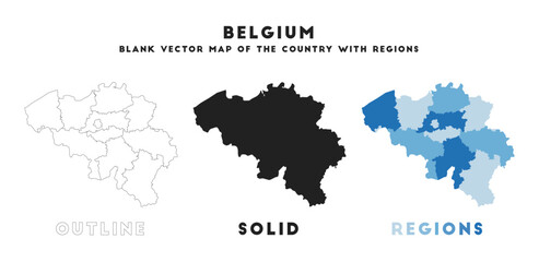 Belgium map. Borders of Belgium for your infographic. Vector country shape. Vector illustration.