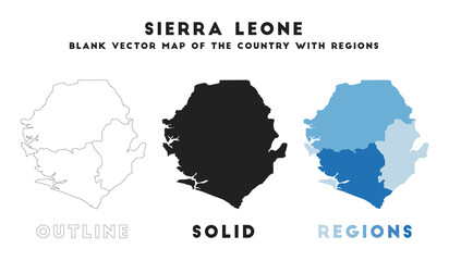 Sierra Leone map. Borders of Sierra Leone for your infographic. Vector country shape. Vector illustration.