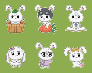 vector illustration cute rabbit for mascot or sticker