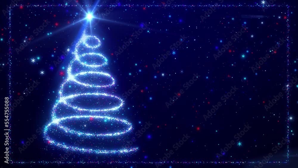 Poster spiral christmas tree with background animation loop in 4k