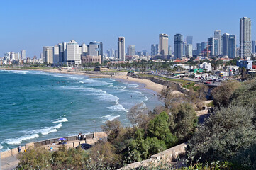 Fototapeta na wymiar Aerial landscape view of Tel Aviv beach