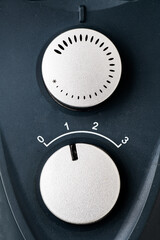 Rotary button for turning on and off the power of the consumed electricity, heat, lighting, volume.