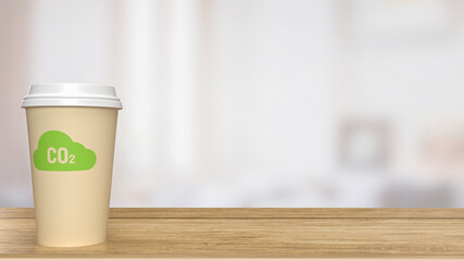 Fototapeta na wymiar The icon co2 on coffee cup for eco or environment concept 3d rendering