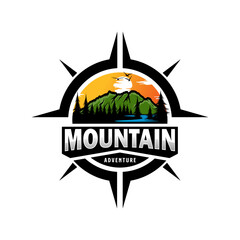 Mountain logo design vector illustration, outdoor adventure