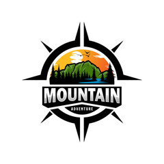 Mountain logo design vector illustration, outdoor adventure