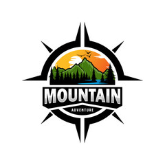 Mountain logo design vector illustration, outdoor adventure