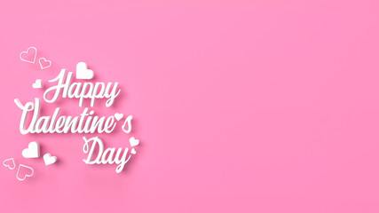 The white happy valentine day on pink background  for holiday concept 3d rendering