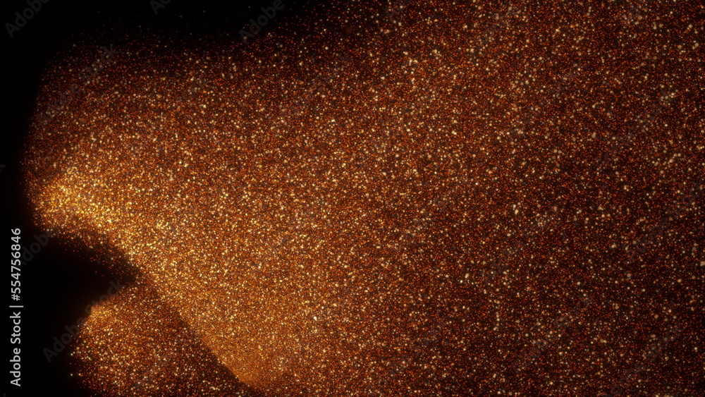 Poster ember gold particles. computer generated 3d render