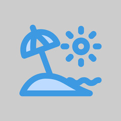 Beach umbrella icon in blue style about travel, use for website mobile app presentation