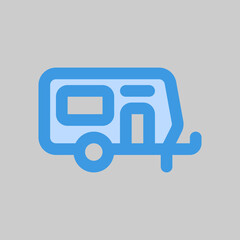 Caravan icon in blue style about travel, use for website mobile app presentation