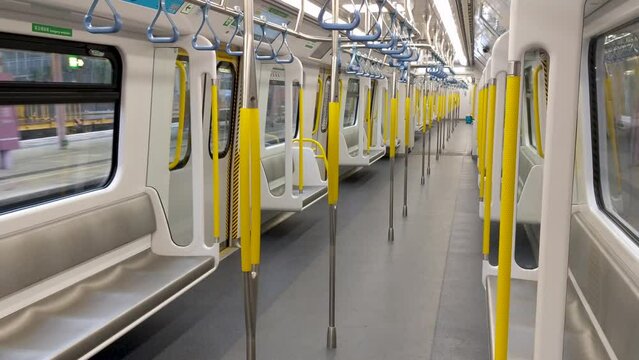 Empty Interior Of Hong Kong MTR Subway During Coronavirus Pandemic