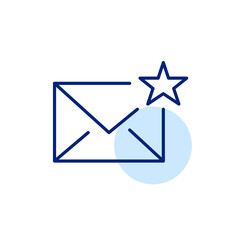 Marking e-mail with a star as favorite. Pixel perfect, editable stroke icon