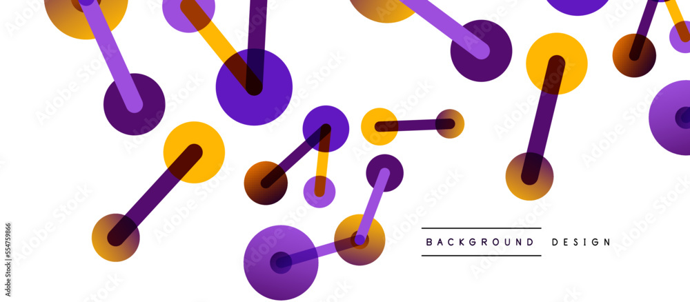 Poster line points connections geometric abstract background. circles connected by lines. trendy techno bus