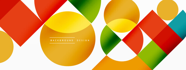 Beautiful abstract background. Circles, triangle shapes, and squares. Minimal geometric template for wallpaper, banner, background or landing
